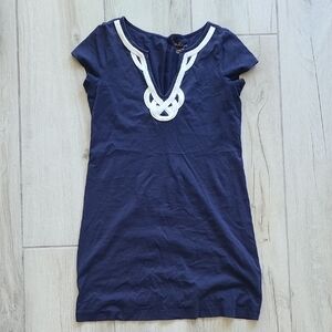 Lilly Pulitzer Cotton Navy and White Mini Dress MEDIUM